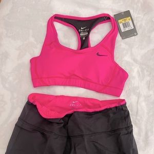 NWT Nike dri-fit set: sports bra & capri leggings- neon pink s